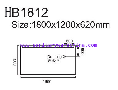 Sanitary wares, Bathtubs, Jacuzzi, Massage bathtub,WHIRLPOOL HB1812 1800X1200X620