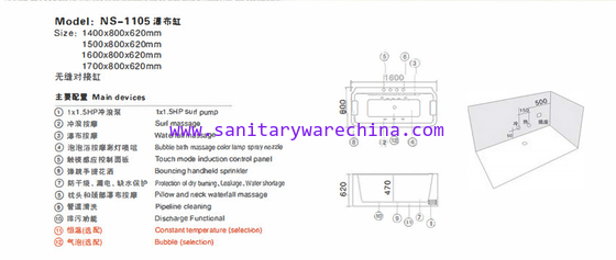NS-1105 indoor whirlpool hot tubs for one people