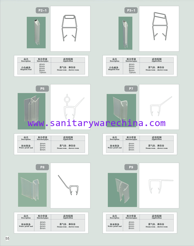 Shower door seal，magnetic seal serires for 4-8mm glass, water proof seal