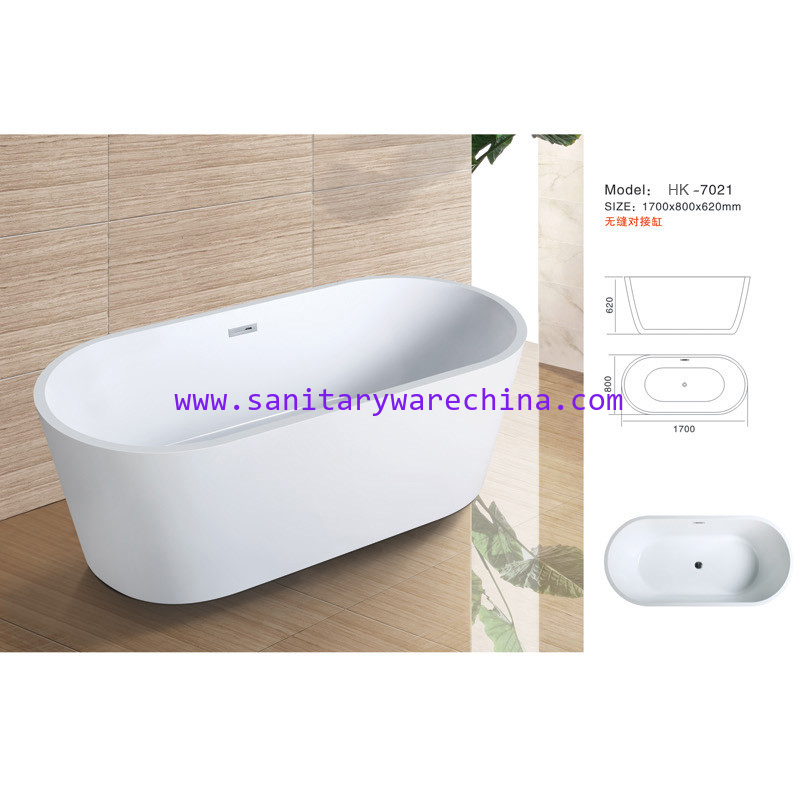 Modern Bathtub,Acrylic bathtub white color,Bathtub, seamless Bathtub. HK-7021 Size:170X80X62CM